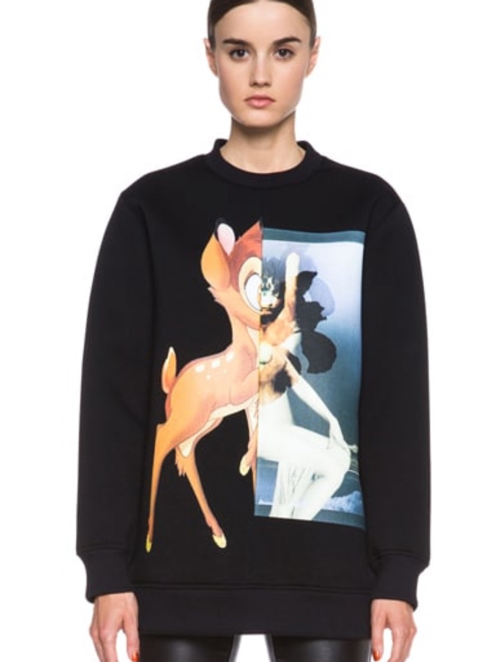 Givenchy Vintage Bambi Graphic Sweatshirt Black XS ( S) Oversized Rare Archival